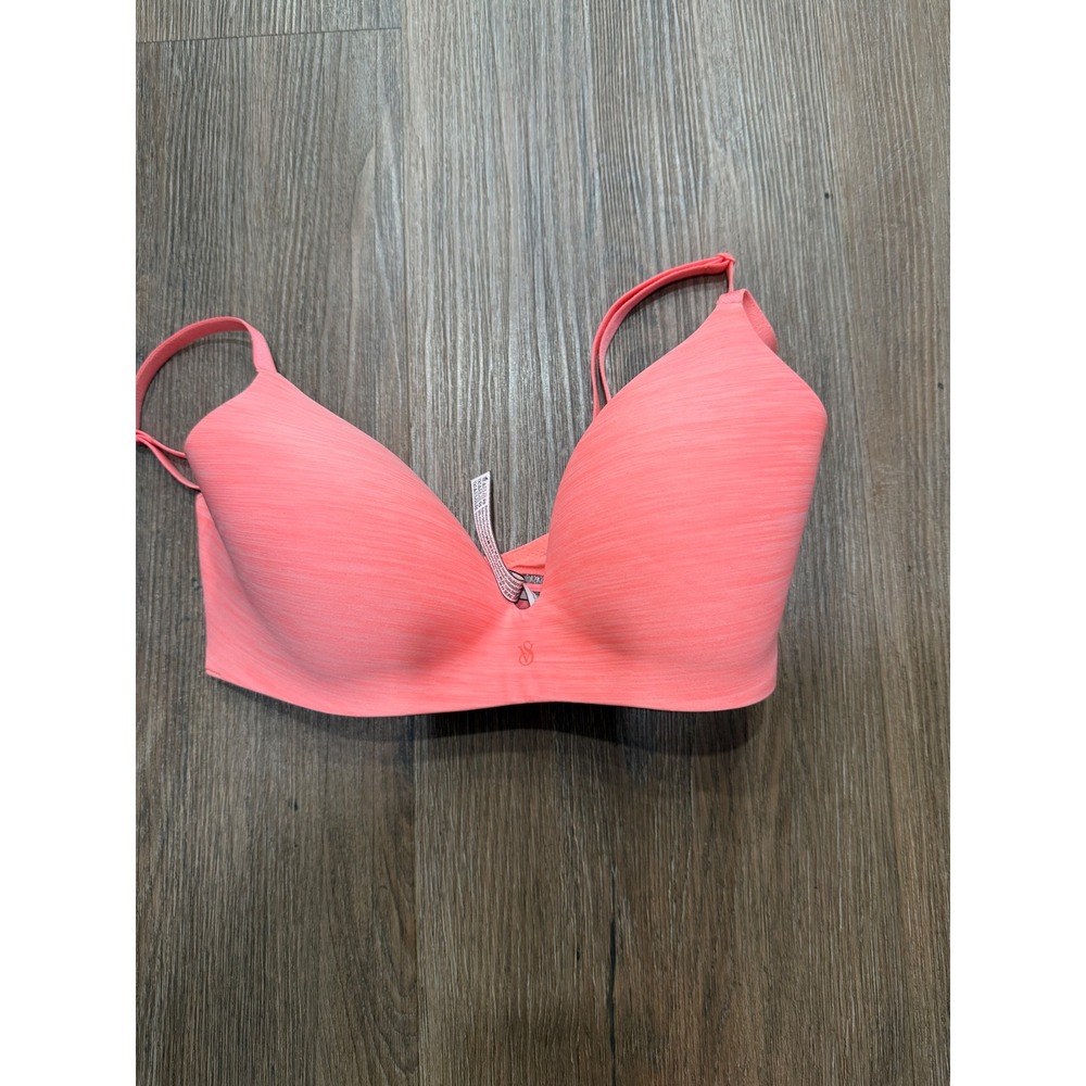 Victoria's Secret Coral Heather Wireless No-Wire Bra 32D Mesh Wing Detail